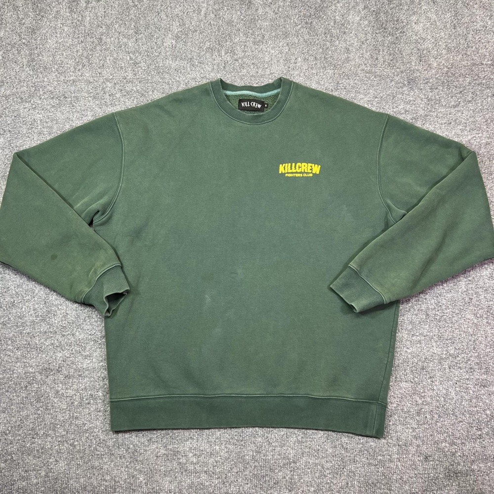 Kill Crew Sweatshirt Mens Small Green Fleece Crewneck Fighters Club Graphic